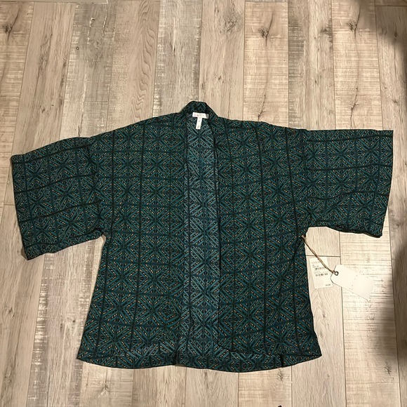 Leith Teal Colonial Geo Block Kimono - Picture 1 of 8